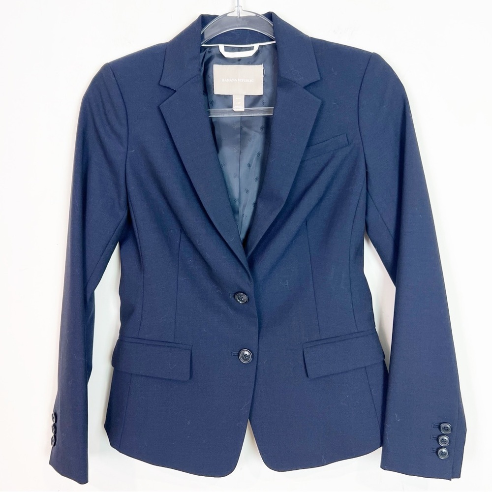 BANANA REPUBLIC NAVY BLUE 2 BUTTON FRONT BLAZER JACKET WOMENS SZ 0P